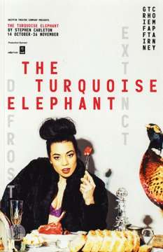 Woman holding a piece of meat on her fork while a pheasant watches on - The Turquoise Elepahnt