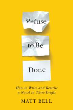 Yellow book with crumpled paper that says Refuse to be Done