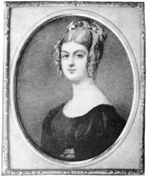 A drawing of Georgiana Molloy, a white woman wearing braids 